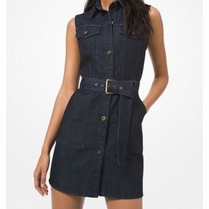 Michael Kors dark denim belted dress.